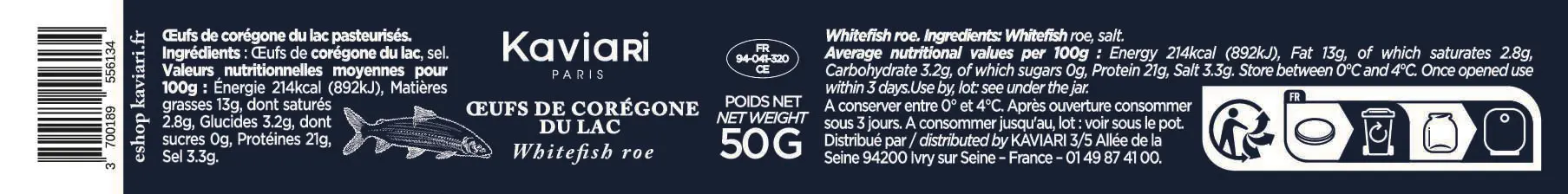 Œufs de corégone du lac 50g 16x150