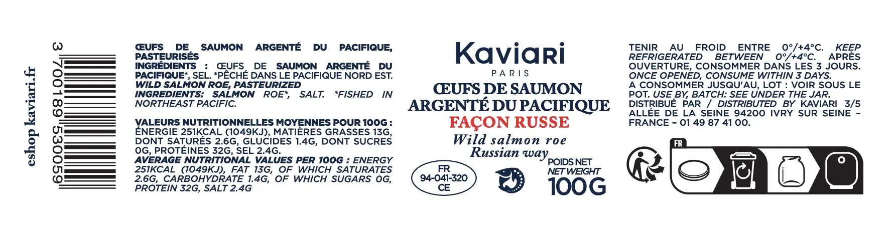 OSA Argenté Façon russe 100g 35x148