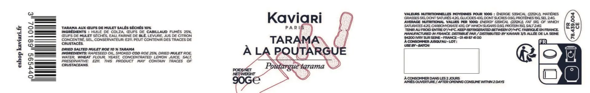 Tarama boutargue 90g 26x180