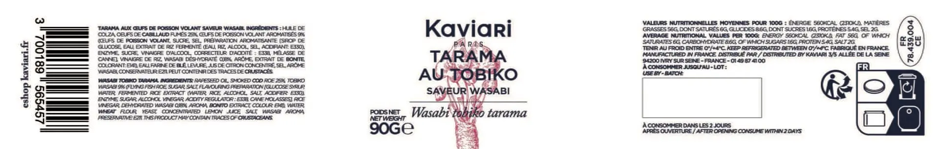 Tarama tobiko wasabi 90g 26x180