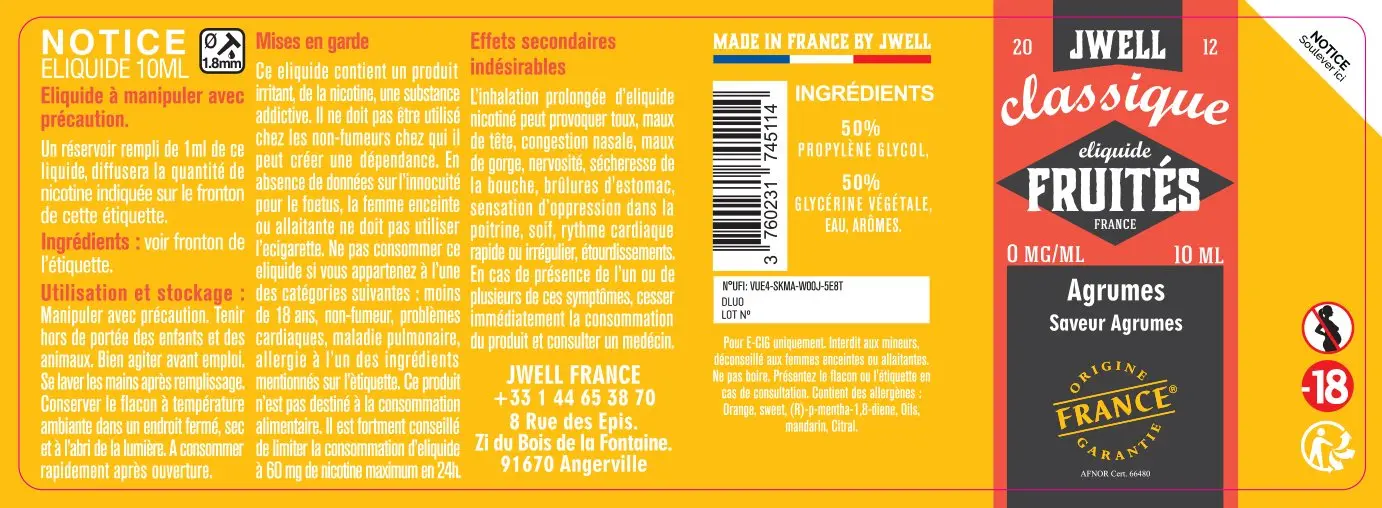 40X114 10ML AGRUMES 10ML_0MG_CLASSIC FRUITES