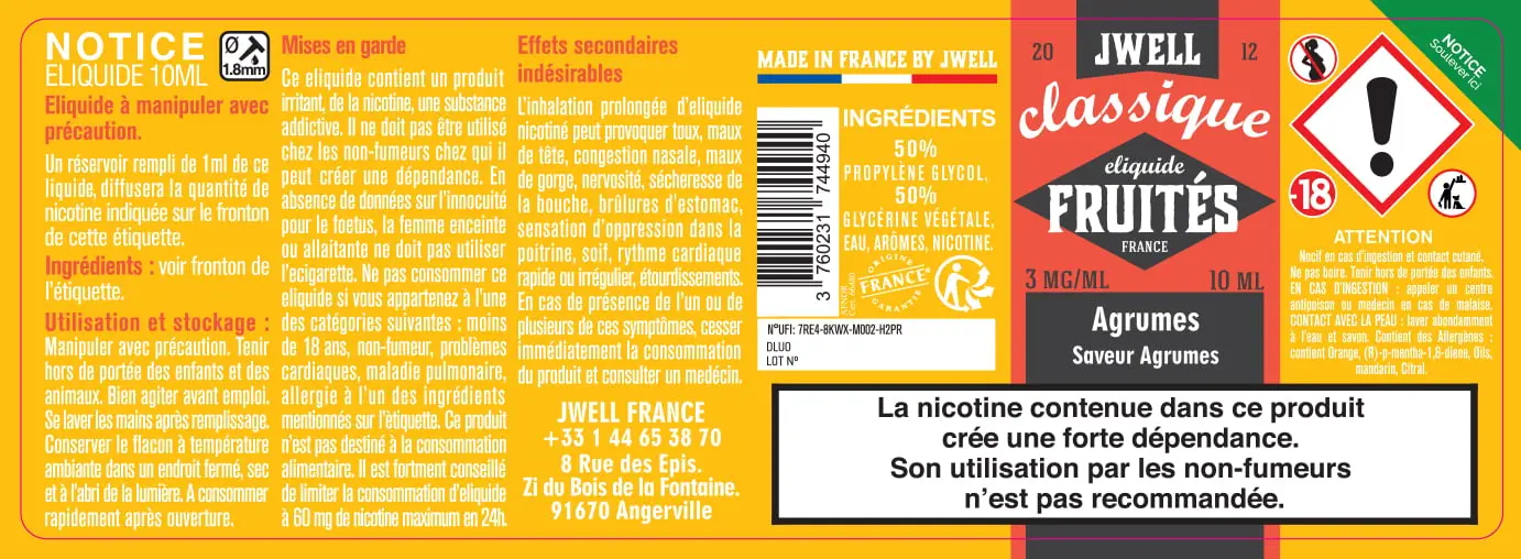 40X114 10ML AGRUMES 10ML_3MG_CLASSIC FRUITES