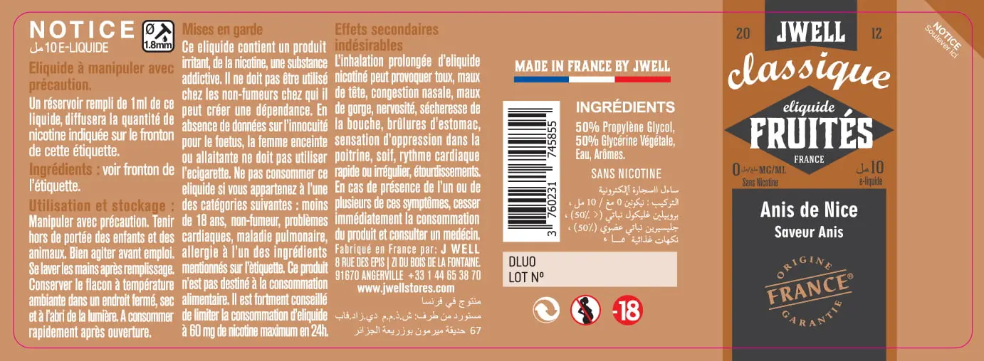 40X114 10ML ANIS DE NICE 10ml ALGERIA-0mg
