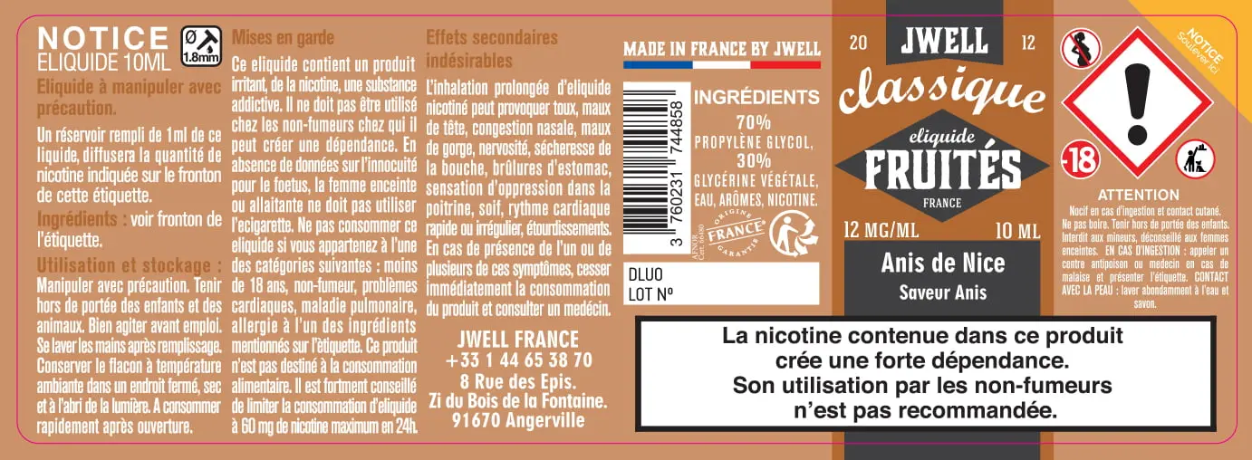 40X114 10ML ANIS DE NICE 10ml_12MG - CLASSIC FRUITES