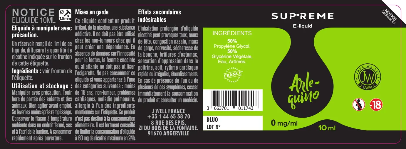 40X114 10ML ARLEQUINO_SUPREME_10ml_0mg