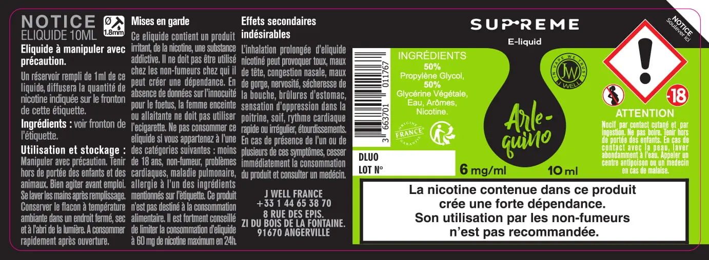 40X114 10ML ARLEQUINO_SUPREME_10ml_6mg