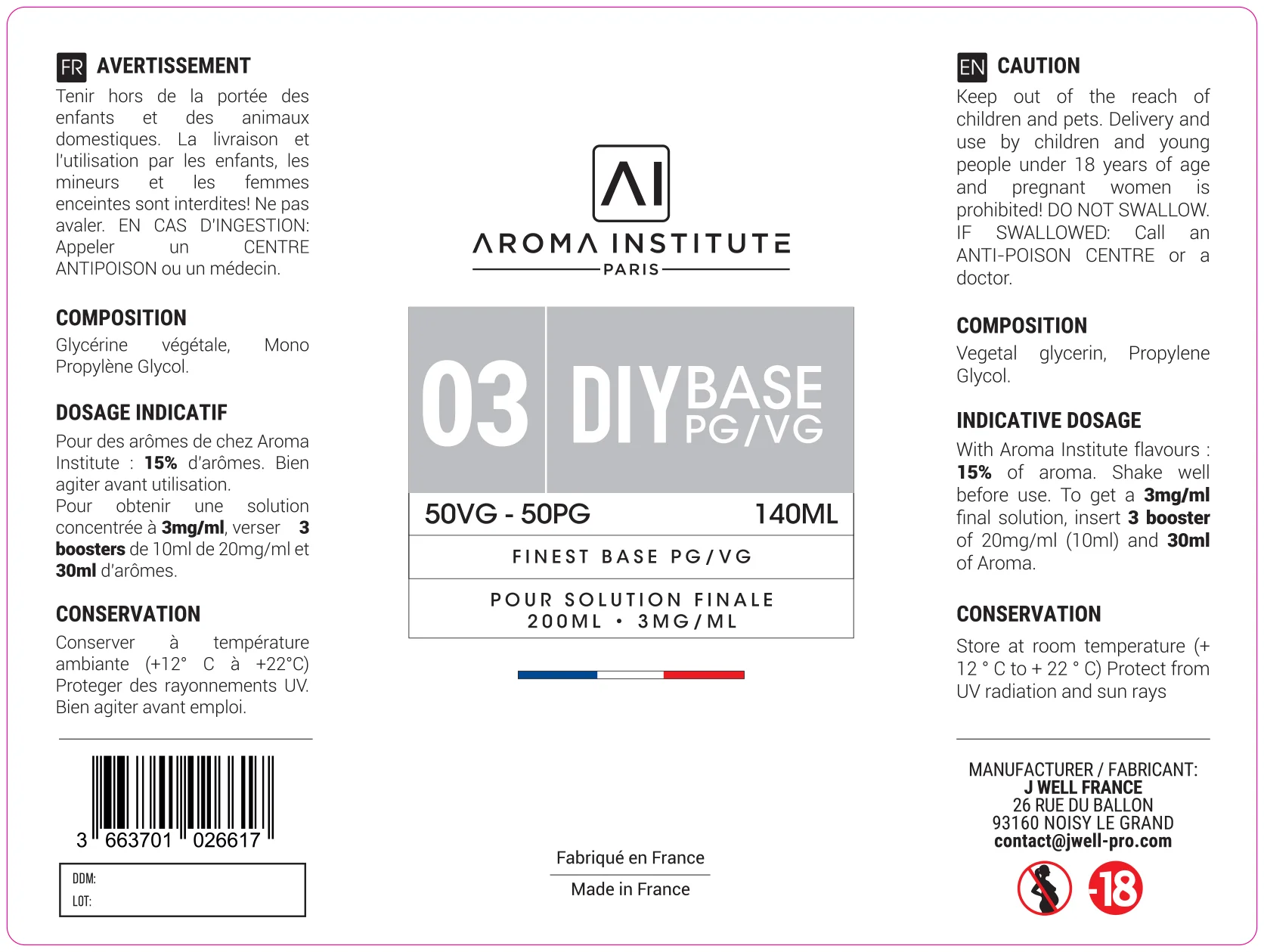 105X140 140ML AROMA_03_BASE_50-50_140ML ANCIEN FORMAT - OBSOLETE