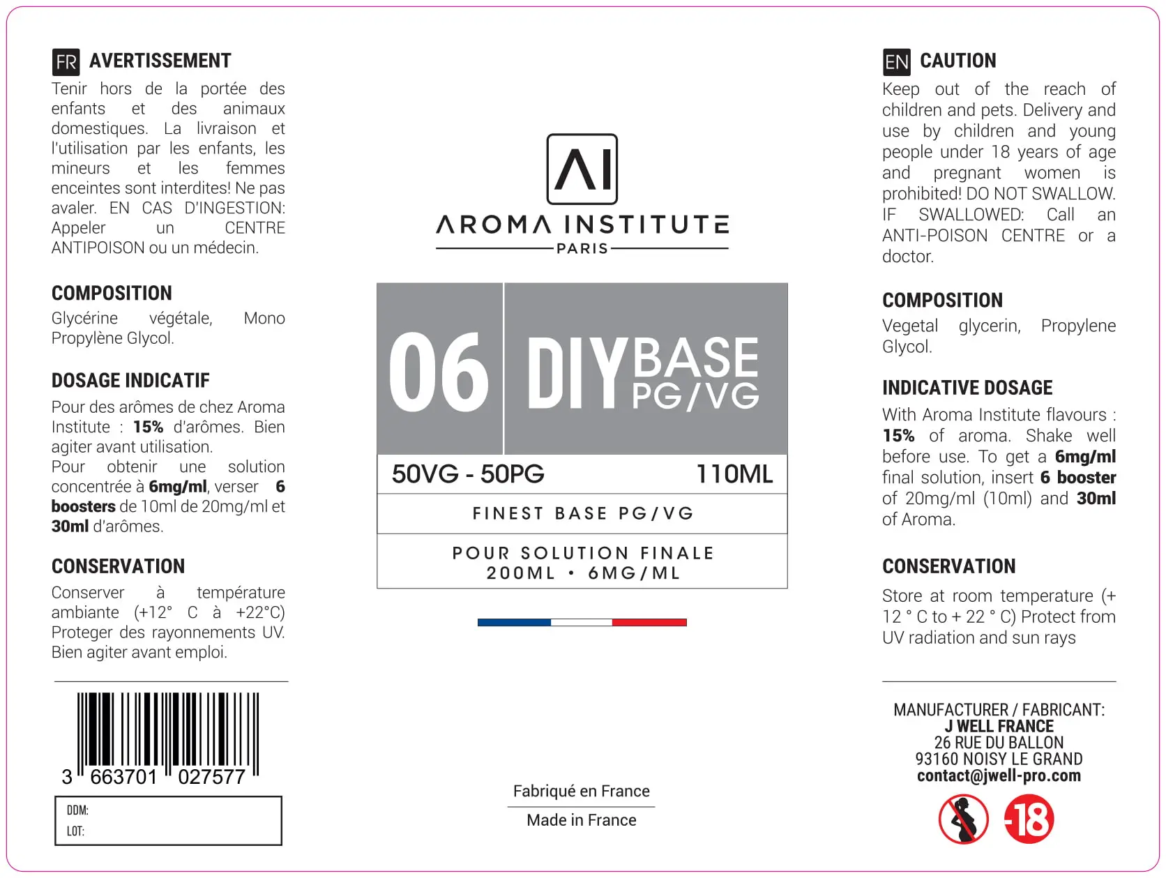 105X140 110ML AROMA_06_BASE_50-50_110ML ANCIEN FORMAT - OBSOLETE