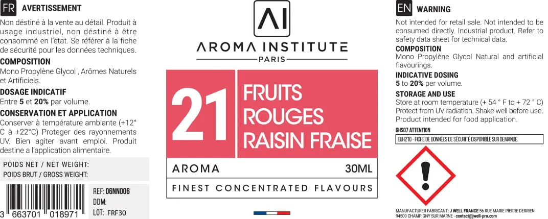 40X95 30ML AROMA_21_FruitsRougesRaisinFrais