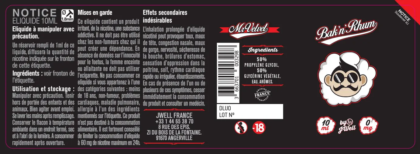40X114 10ML BACK'N-RHUM-10ml-0mg