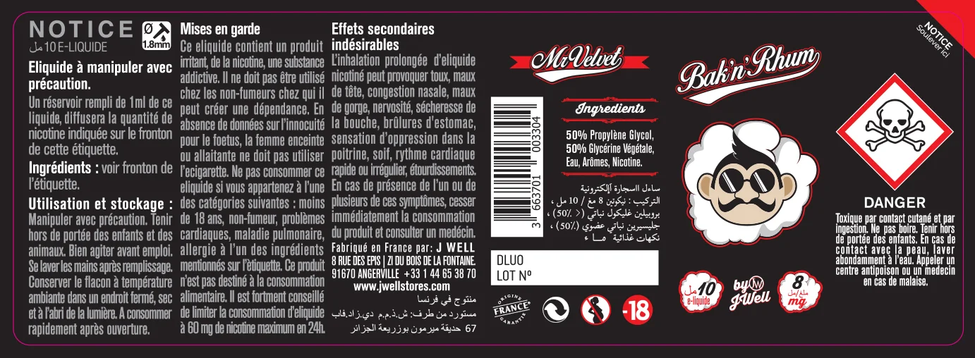 40X114 10ML BACK'N RHUM 10ml ALGERIA-8mg