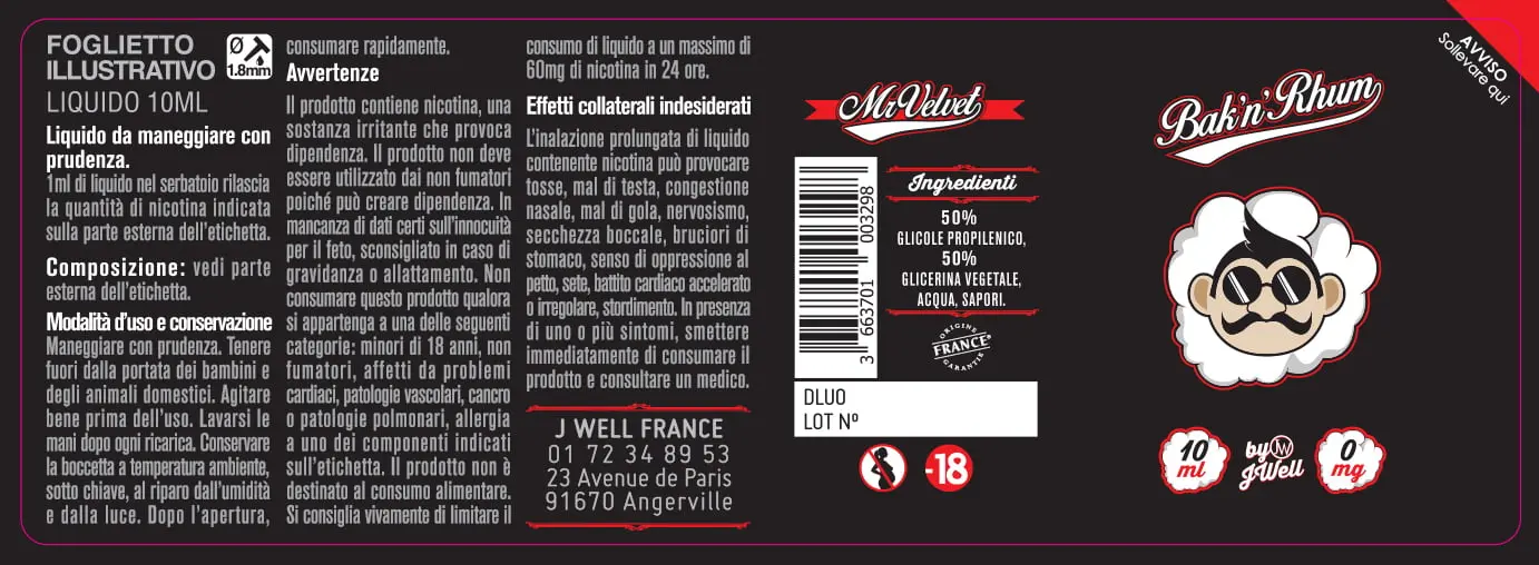 40X114 10ML BACK'N RHUM 10ml-IT- 0mg