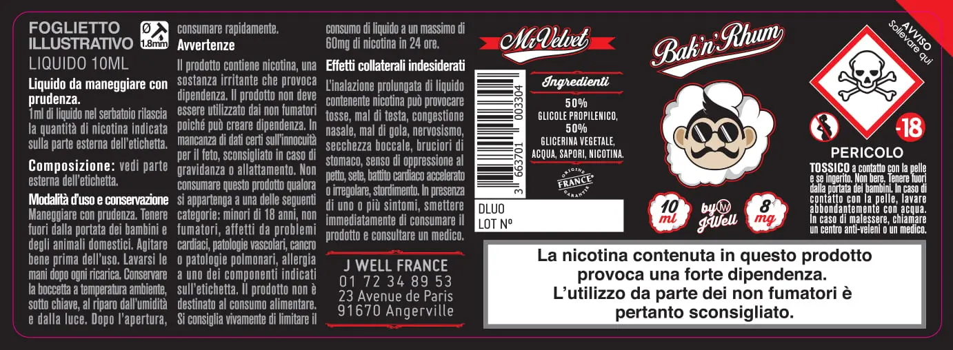 40X114 10ML BACK'N RHUM 10ml-IT- 8mg