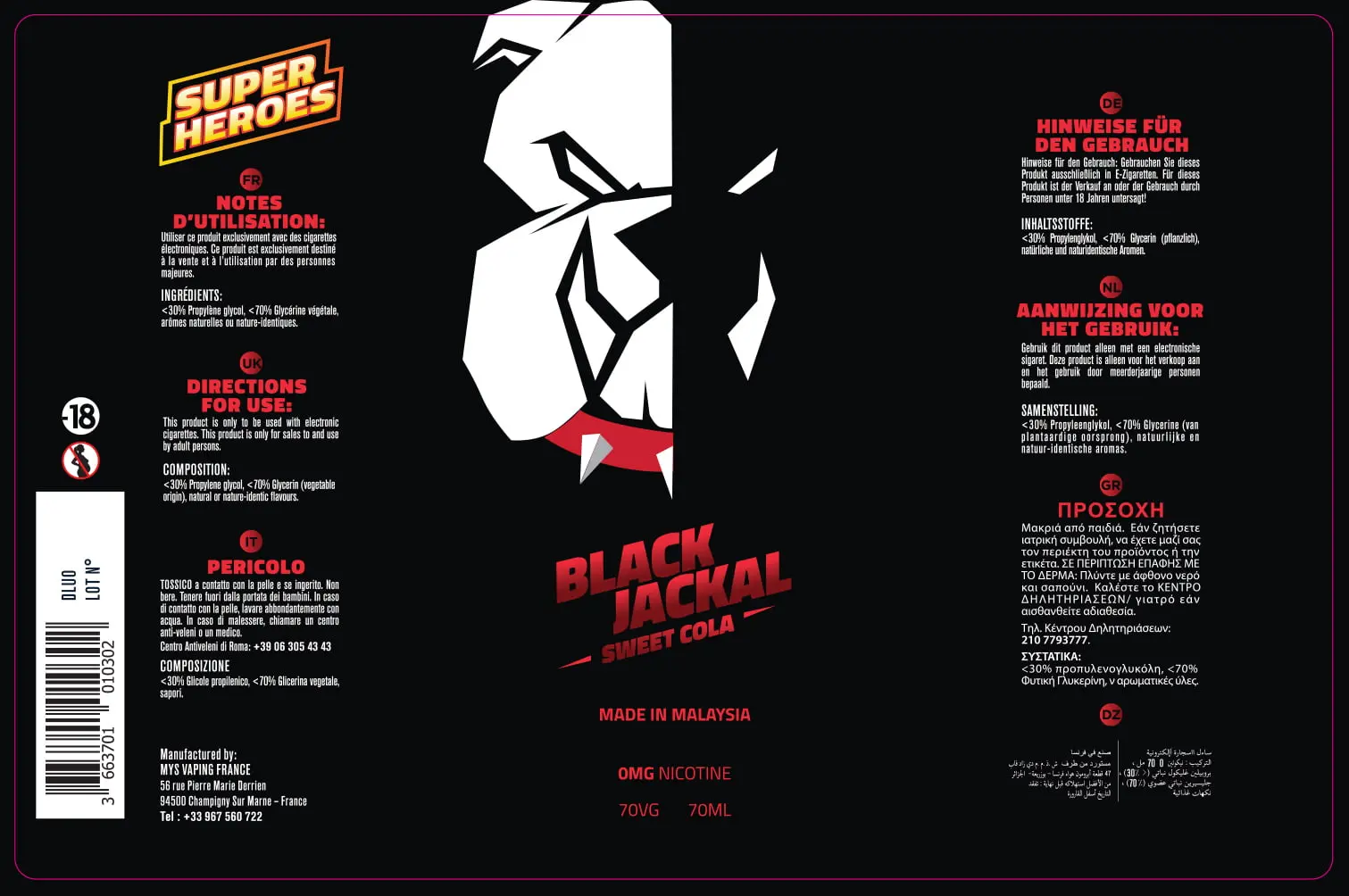 82X125 70ML BLACK JACKAL-SUPER HEROES_70ml