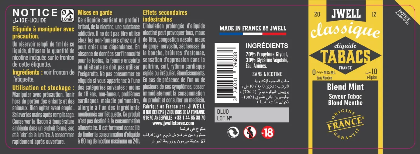 40X114 10ML BLEND MINT 10ml ALGERIA-0mg