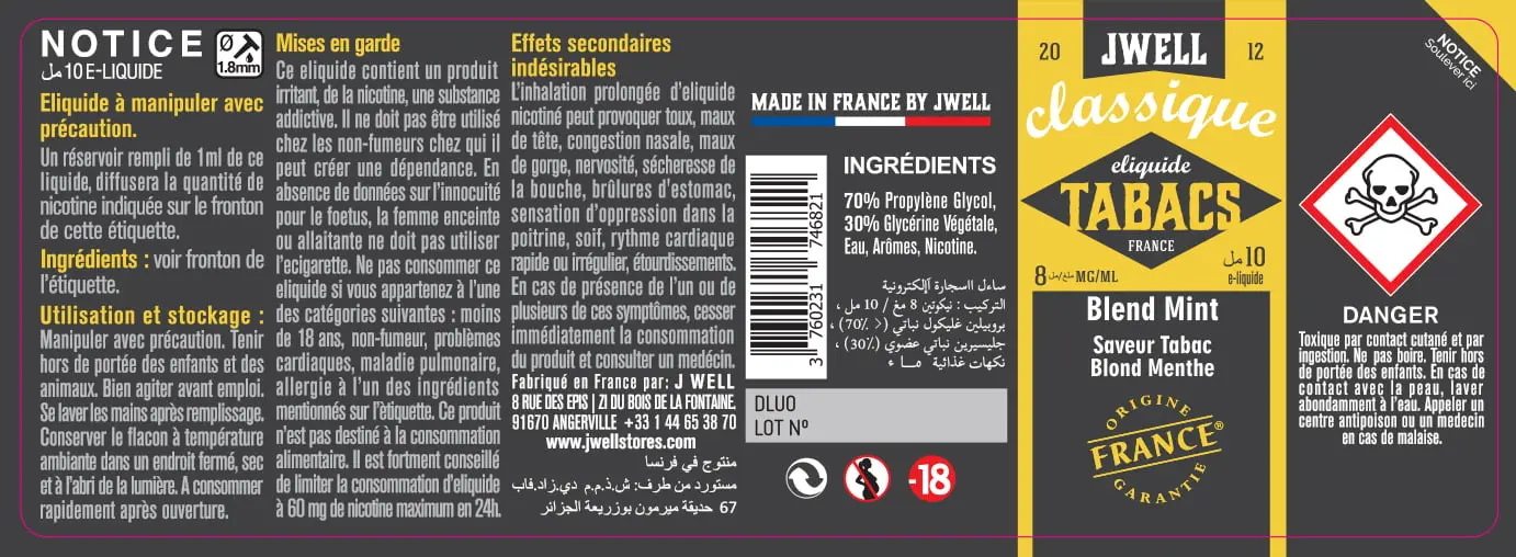 40X114 10ML BLEND MINT 10ml ALGERIA-8mg