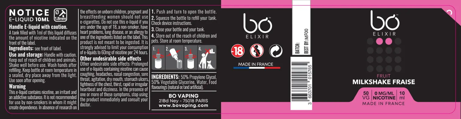 30X125 10ML BO-ELIXIR_MILKSHAKE-FRAISE_10ml_EN_0mg