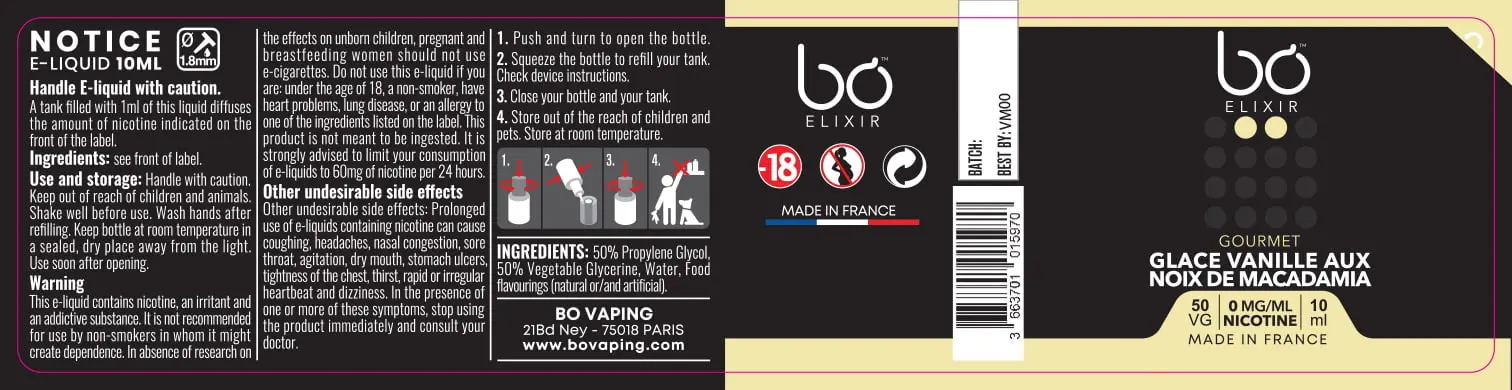 30X125 10ML BO-ELIXIR_VANILLA-MACADAMIA_10ml_EN_0mg