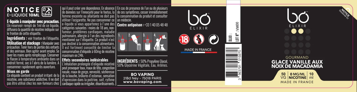 30X125 10ML BO-ELIXIR_VANILLA-MACADAMIA_10ml_FR_0mg