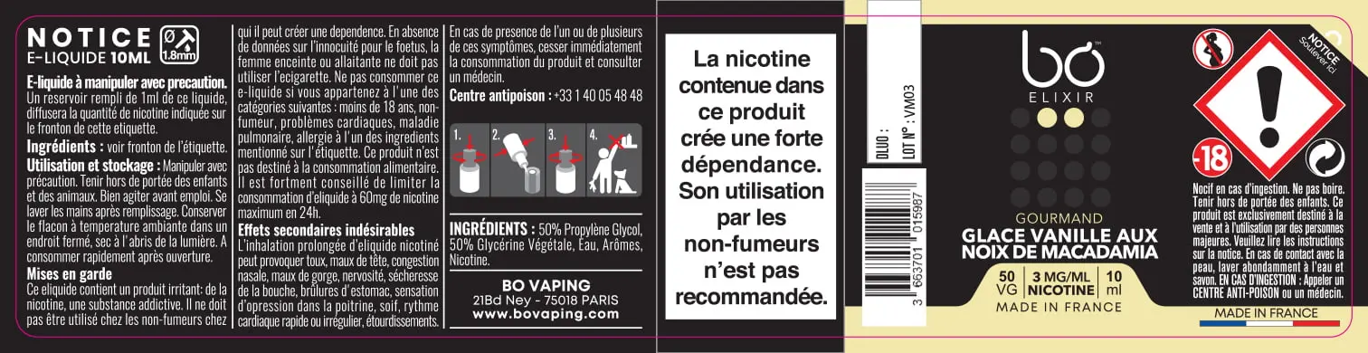 30X125 10ML BO-ELIXIR_VANILLA-MACADAMIA_10ml_FR_3mg
