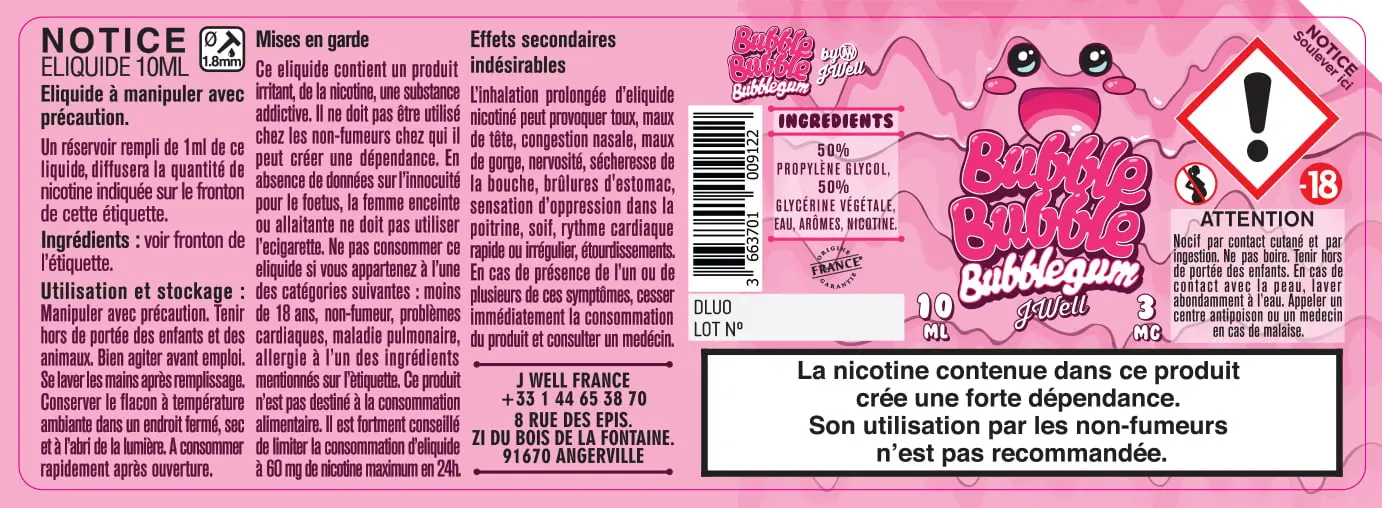 40X114 10ML BUBBLE-BUBBLE-10ml-3mg