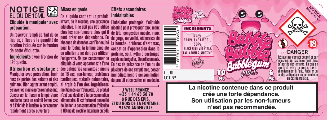 40X114 10ML BUBBLE-BUBBLE-10ml-6mg