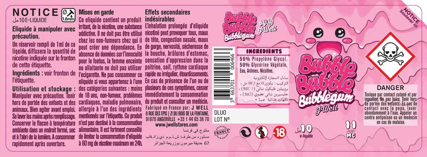 40X114 10ML BUBBLE BUBBLE 10ml ALGERIA-11mg