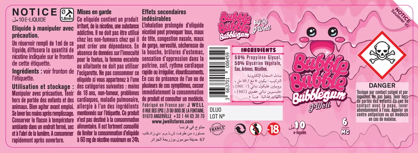 40X114 10ML BUBBLE BUBBLE 10ml ALGERIA-6mg