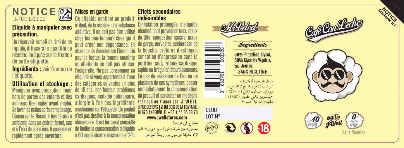 40X114 10ML CAFE CON LETCHE 10ml ALGERIA-0mg