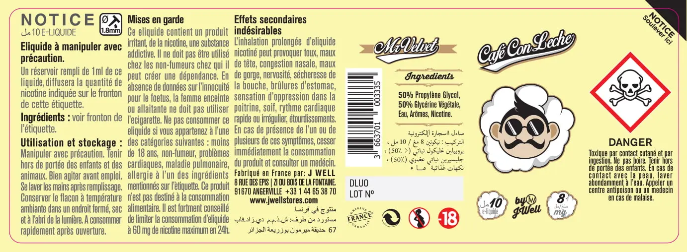 40X114 10ML CAFE CON LETCHE 10ml ALGERIA-8mg