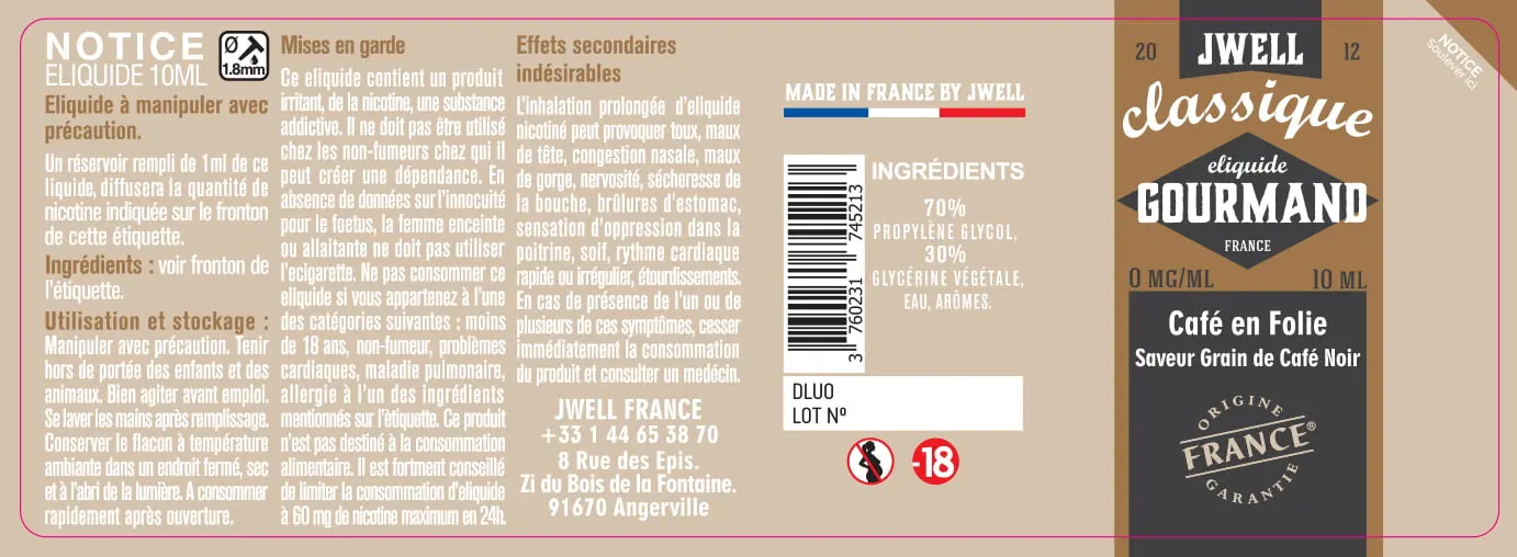 40X114 10ML CAFE-EN-FOLIE-10ml-0mg