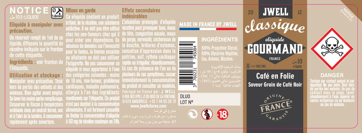 40X114 10ML CAFE EN FOLIE 10ml ALGERIA-8mg