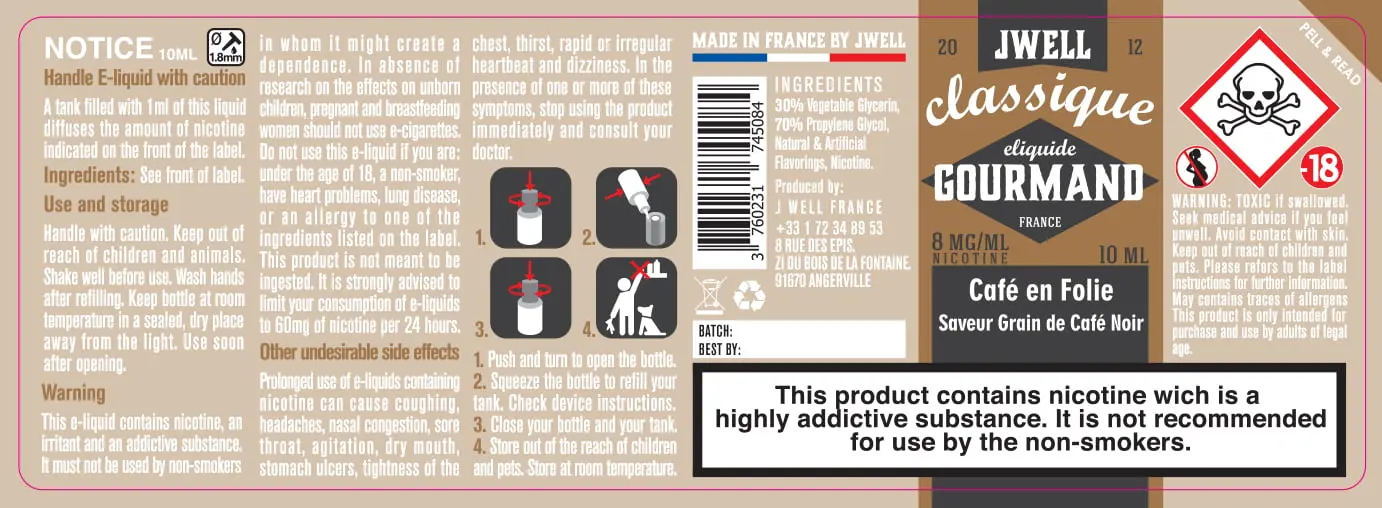 40X114 10ML CAFE EN FOLIE 10ml-UK - 8mg