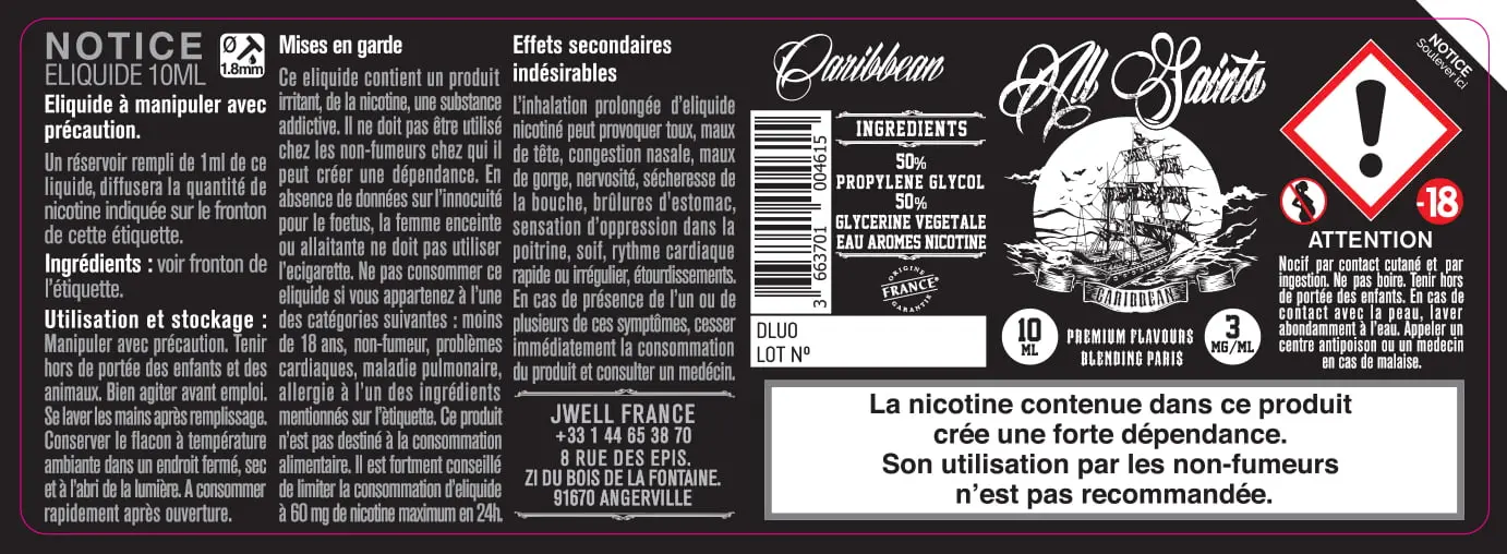 40X114 10ML CARIBBEAN-10ml-3mg