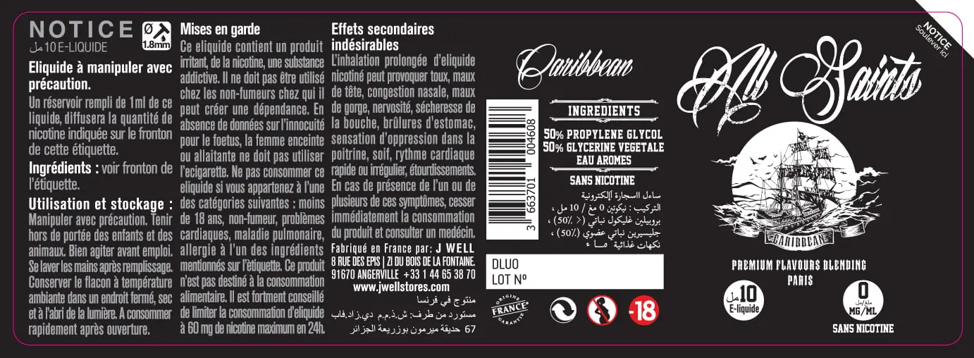 40X114 10ML CARIBBEAN 10ml ALGERIA-0mg