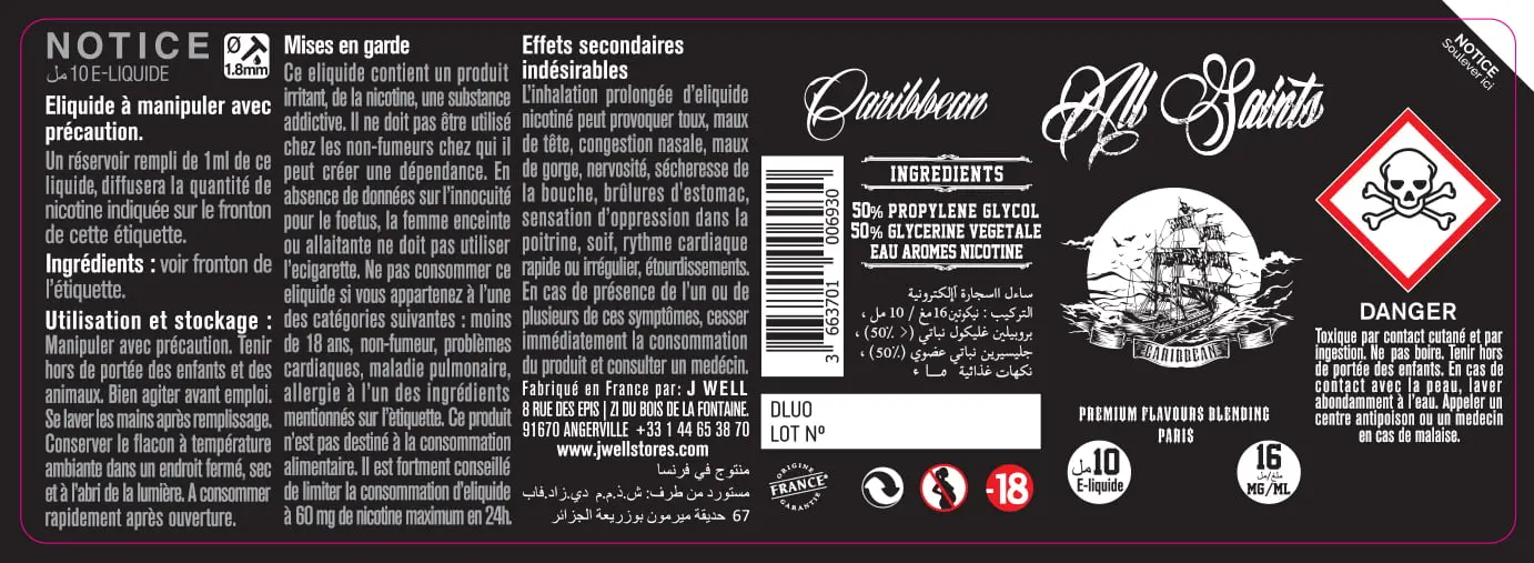 40X114 10ML CARIBBEAN 10ml ALGERIA-16mg