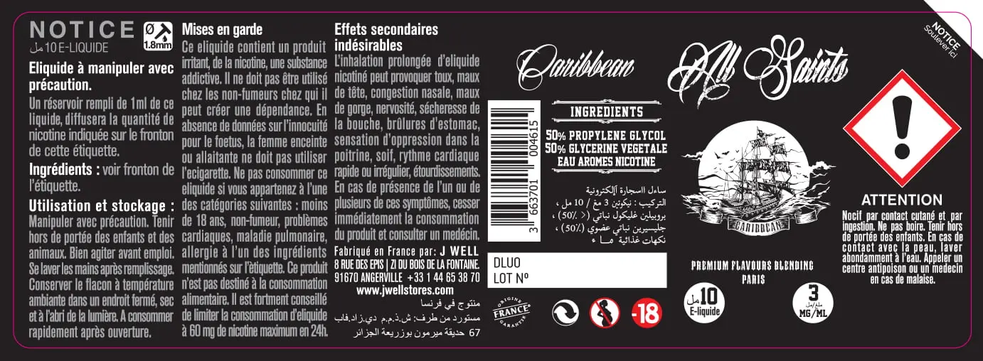 40X114 10ML CARIBBEAN 10ml ALGERIA-3mg