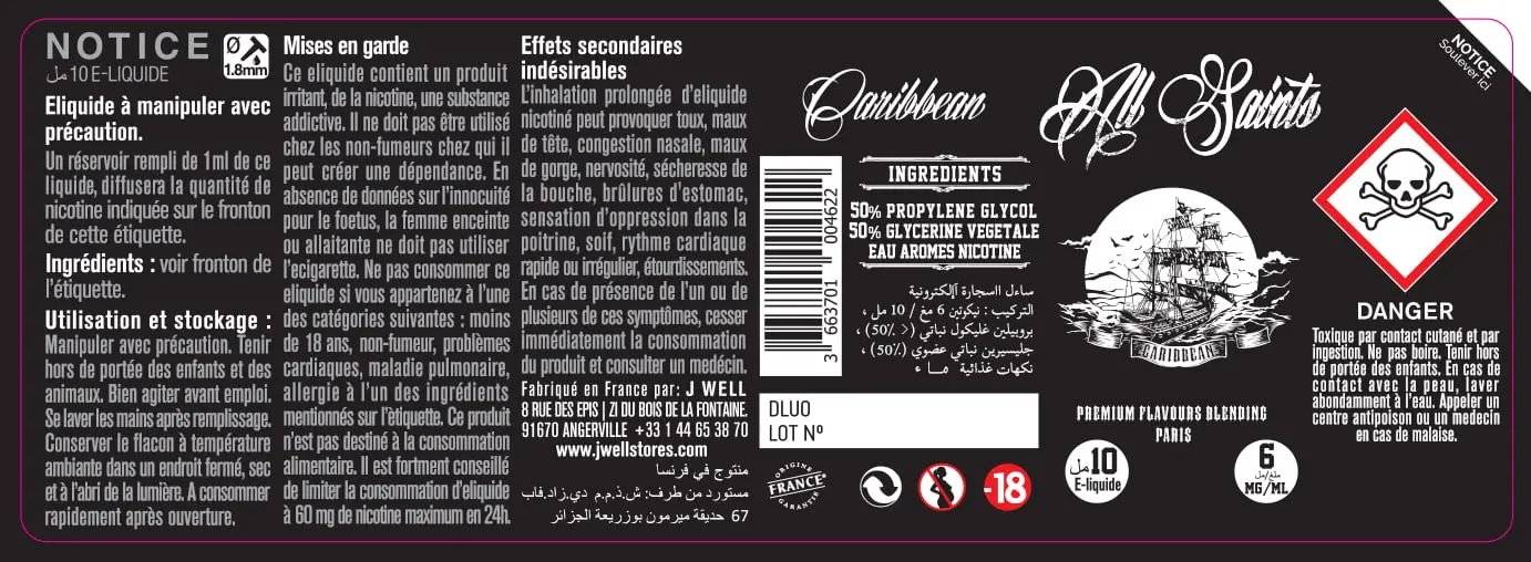 40X114 10ML CARIBBEAN 10ml ALGERIA-6mg