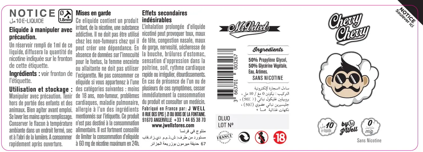 40X114 10ML CHERRY CHERRY 10ml ALGERIA-0mg