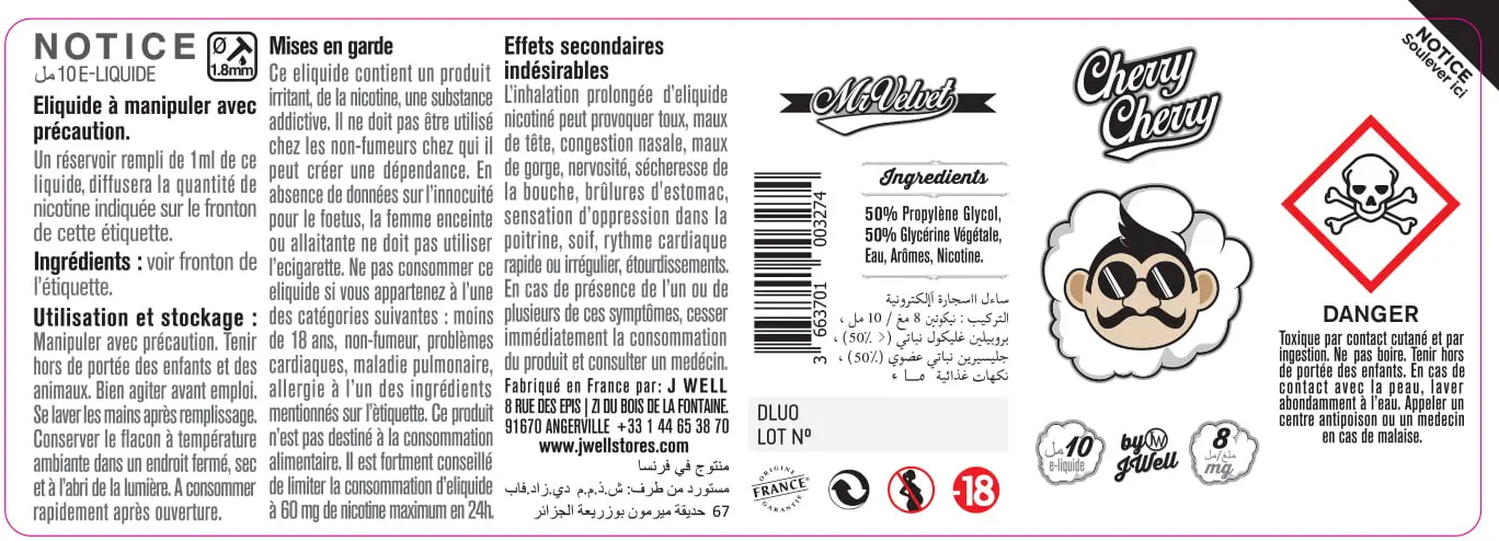 40X114 10ML CHERRY CHERRY 10ml ALGERIA-8mg