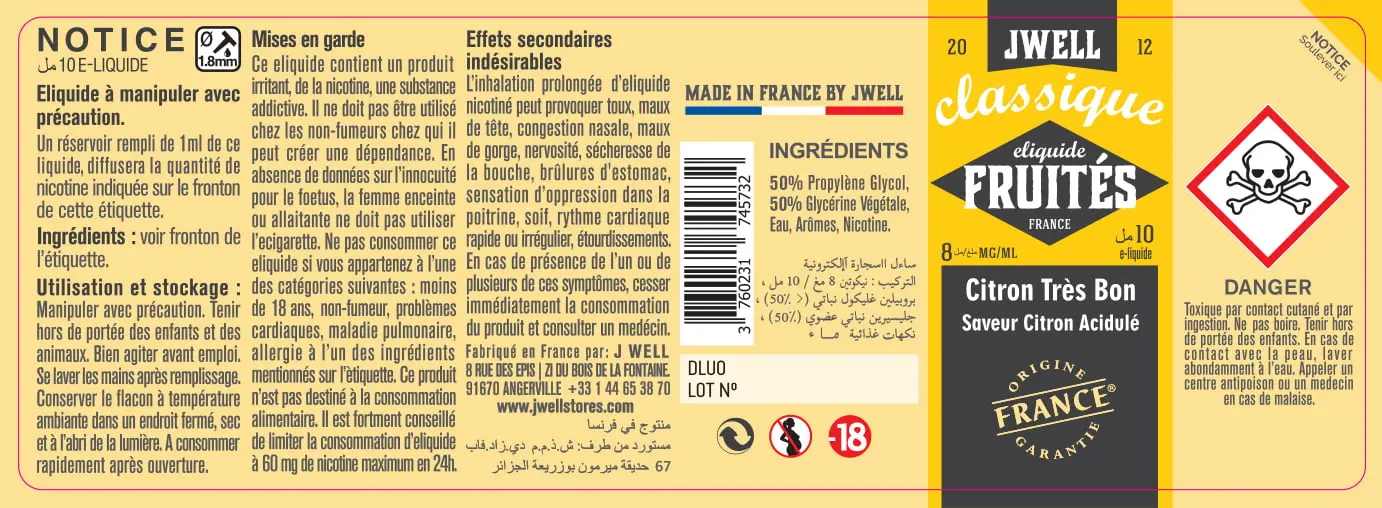 40X114 10ML CITRON TRES BON 10ml ALGERIA-8mg