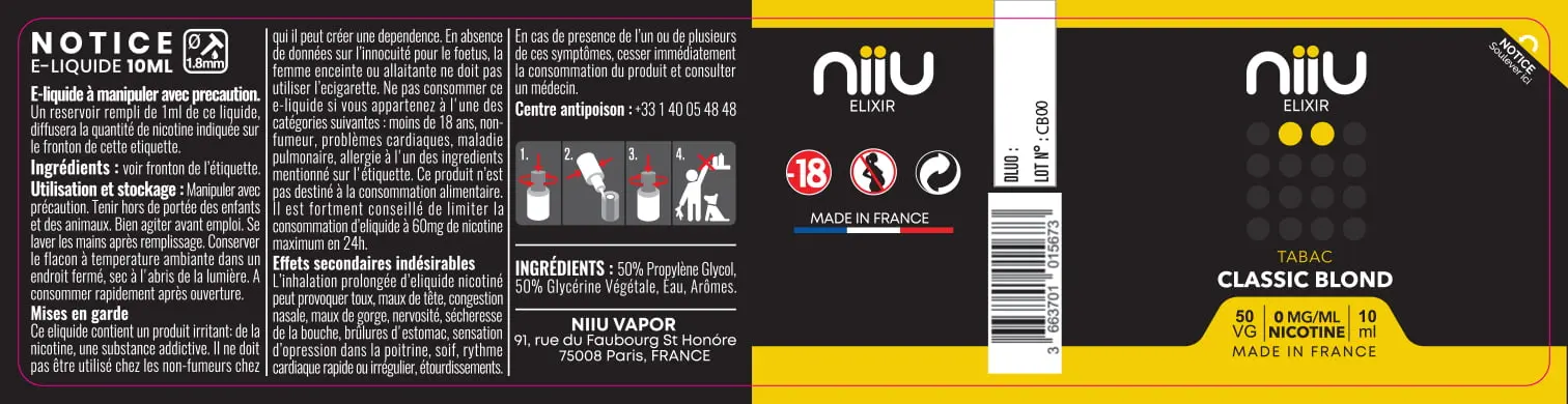 30X125 10ML CLASSIC-BLOND_NIIU-Elixir_10ml_0mg_FR