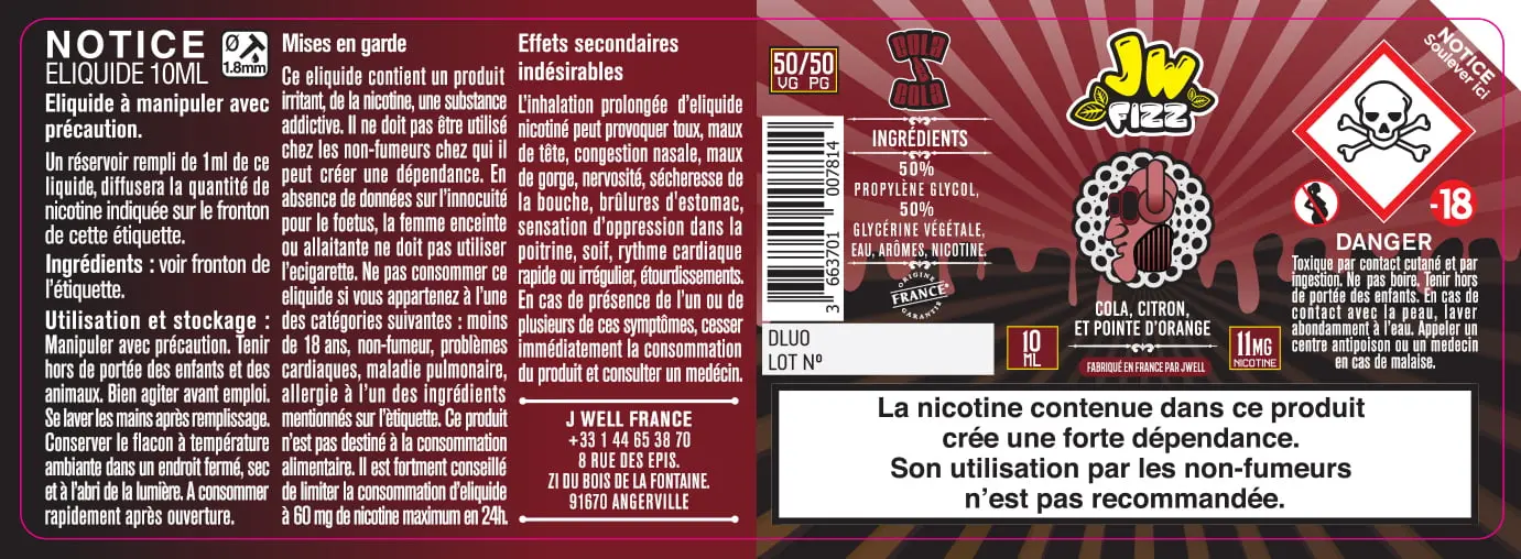 40X114 10ML COLA-FIZZ-10ml-11mg