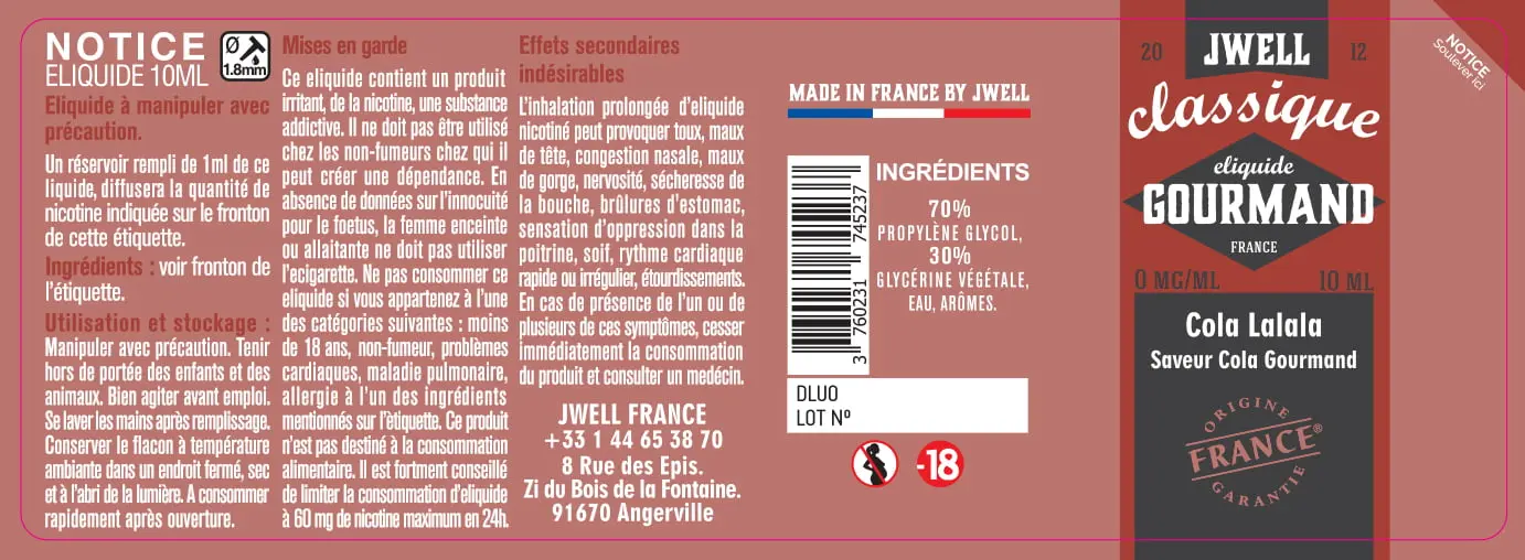 40X114 10ML COLA-LALALA-10ml-0mg