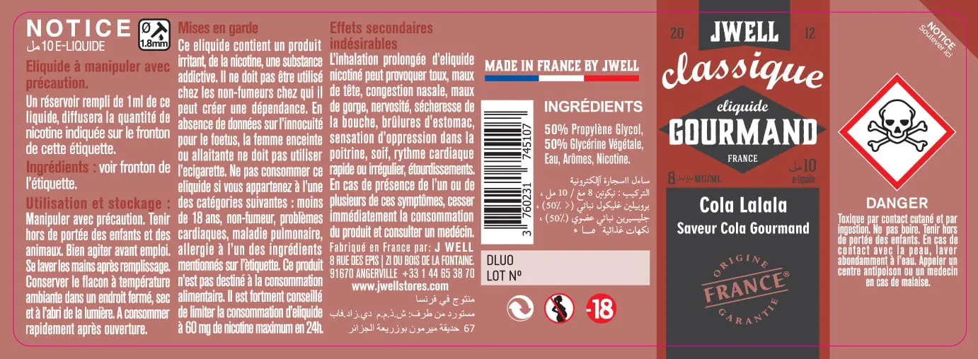 40X114 10ML COLA LALALA 10ml ALGERIA-8mg