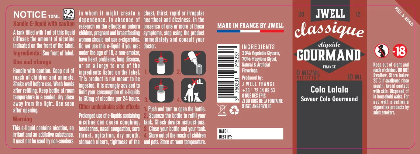40X114 10ML COLA LALALA 10ml-UK - 0mg