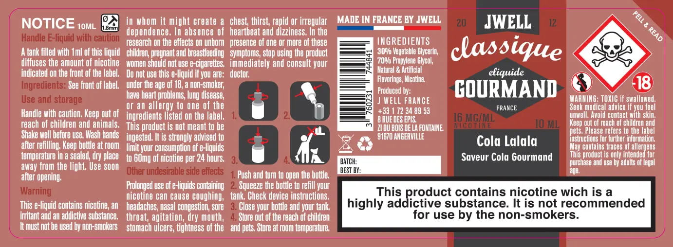 40X114 10ML COLA LALALA 10ml-UK - 16mg