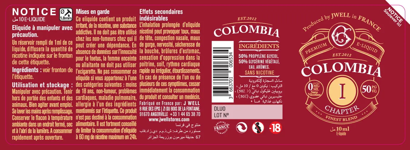 40X114 10ML COLOMBIA CHAPTER I 10ml-0mg