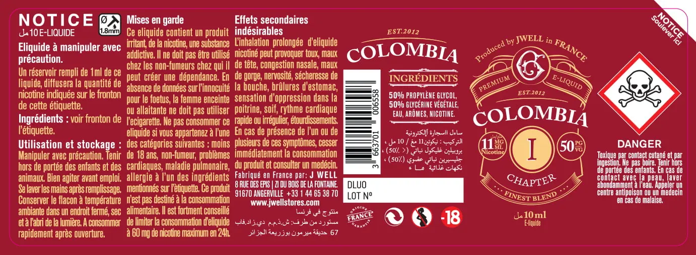 40X114 10ML COLOMBIA CHAPTER I 10ml-11mg