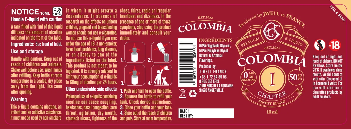 40X114 10ML COLOMBIA CHAPTER I 10ml-UK - 0mg
